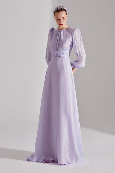 BETTY & SAM Lilac Balloon Sleeve Flared Dress - POLINA
