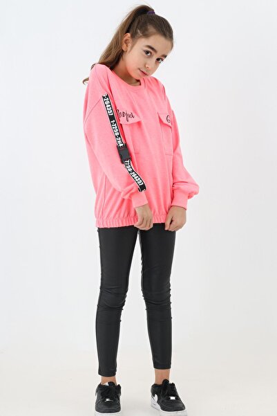 Cansın Mini Girl's Perfect Text Printed Oversize Sweatshirt 14174