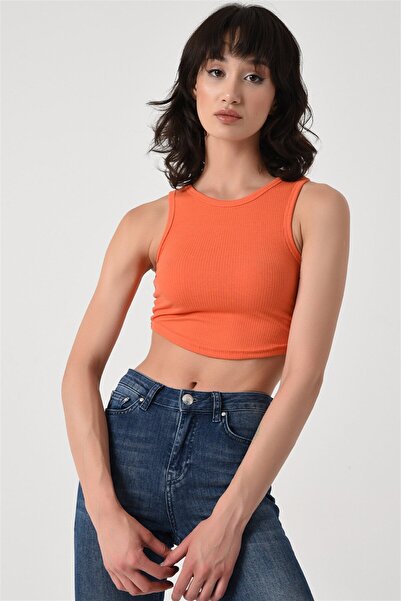 yourname collection Tricotat cu nervuri Super Crop Orange