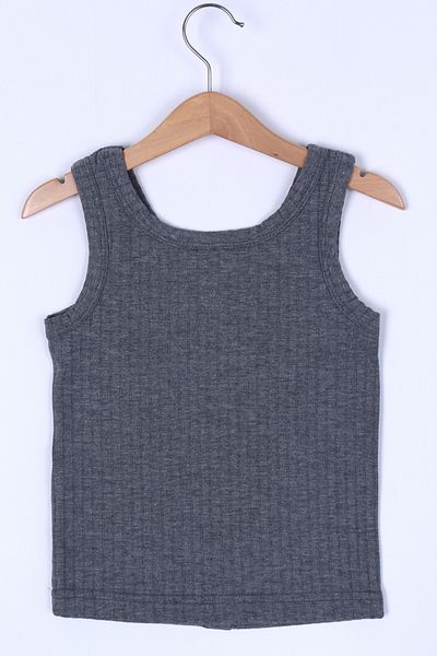 Cansın Mini Girl's Anthracite Buttoned 2-12 Years Old Strappy Crop Body 4803-1
