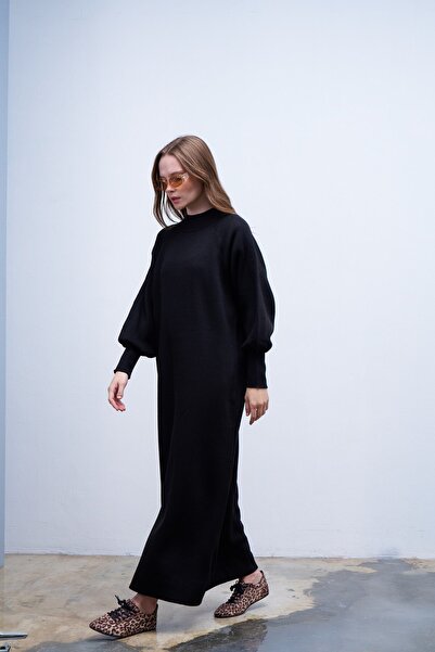 QANU Μαύρο πλεκτό φόρεμα Lamia