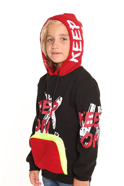 Cansın Mini Φούτερ Boy Keep On Text με στάμπα με κουκούλα 14137
