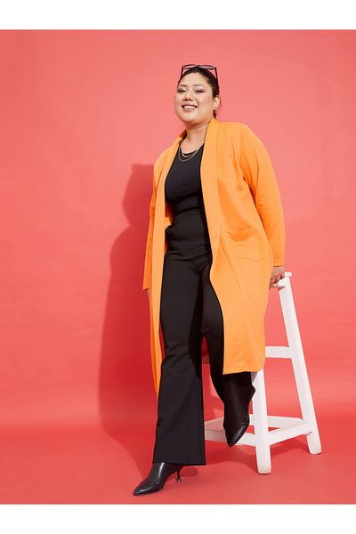 Sassafras By Styli Plus Solid Pocket Detail Midi Shrug