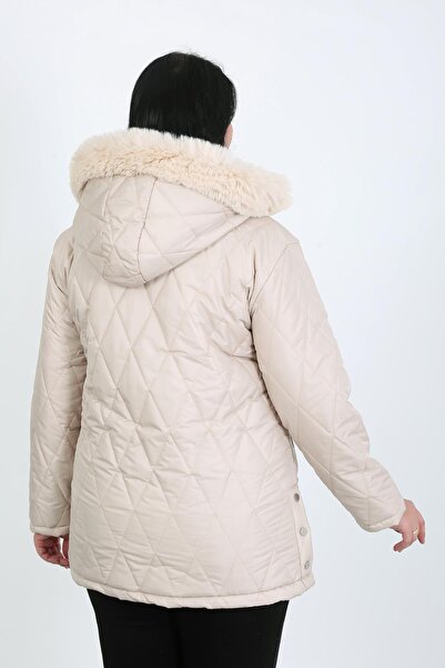 By Alba Collection Women's Ecru Jessica Quilted Large Size Coat