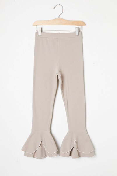 Cansın Mini Kız Çocuk Volanlı Krem İspanyol Paça Tayt 16383