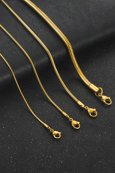 Santalio Round Snake Italian Chain Stainless Steel Necklace Gold Color - 2 mm