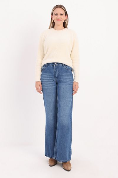 ALLDAY Pantaloni evazați 100% bumbac albastru închis