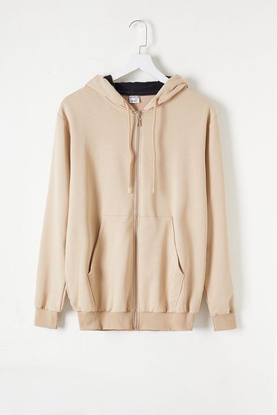 Cansın Mini Cardigan școlar bej cu glugă și fermoar pentru băieți 16196