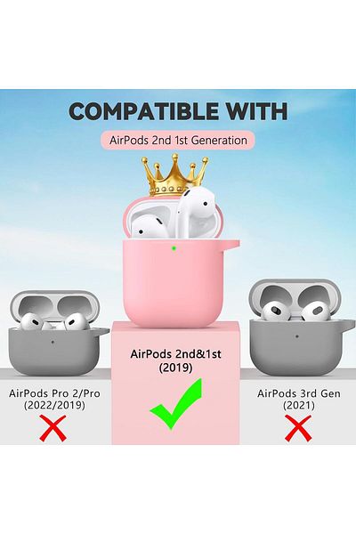 Choice Pink Airpods Case Cover 2&1(2019) With Cleaner Kit,soft Silicone Protective Case For Apple Airpods 2