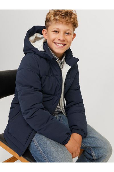 Jack & Jones Jack Jones Jjeotto Puffer Jacket Sn Jnr Kids Navy Blue Coat 12258547 -04