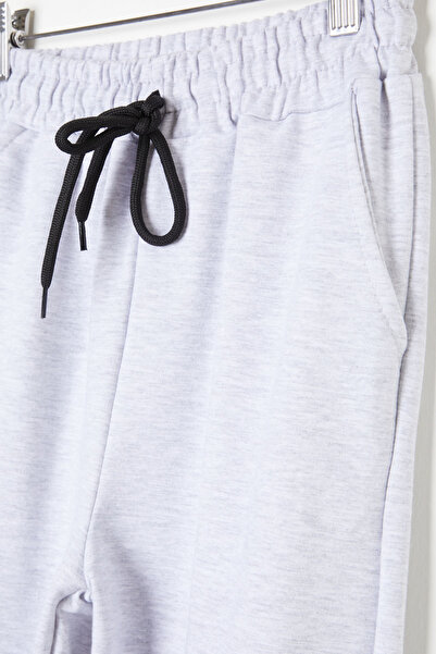 Cansın Mini Γκρι μέση και ελαστικά πόδια Basic Boys School Sweatpants 16256