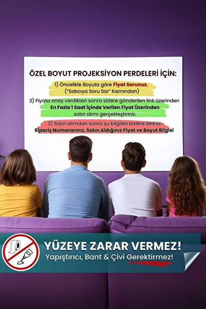 Pi Papers Özel Boyut Siparişleri için Projeksiyon Perdesi, Duvar Ev Sineması,...