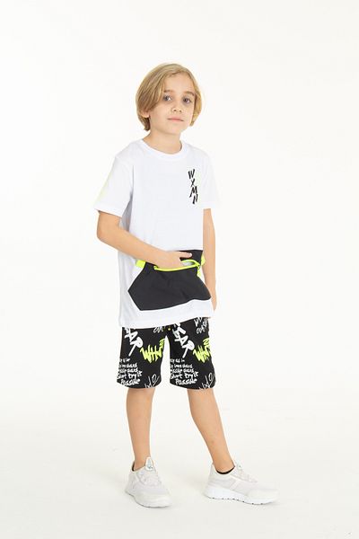 Cansın Mini Boy's Zippered Kangaroo Pocket Shorts Suit 14097