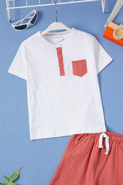 Cansın Mini Set pantaloni scurți pentru băiat cu buzunar pentru țiglă 15629