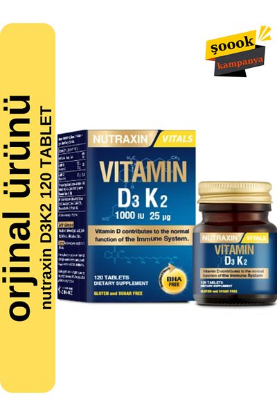 Nutraxin D3K2 120 Tablets - 1000 Iu Vitamin D3, 25 Mcg Vitamin K2