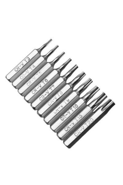 Alloet 10pcs CR-V Torx Bits Set T3 T4 T5 T6 T7 T8 T9 T10 T15 T20 Bit Mobile Repair Tool