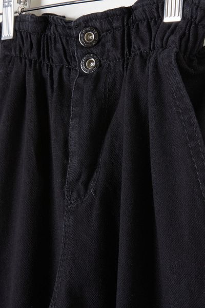 Cansın Mini Pantaloni negri cu talie elastică cu talie înaltă pentru fete 16392