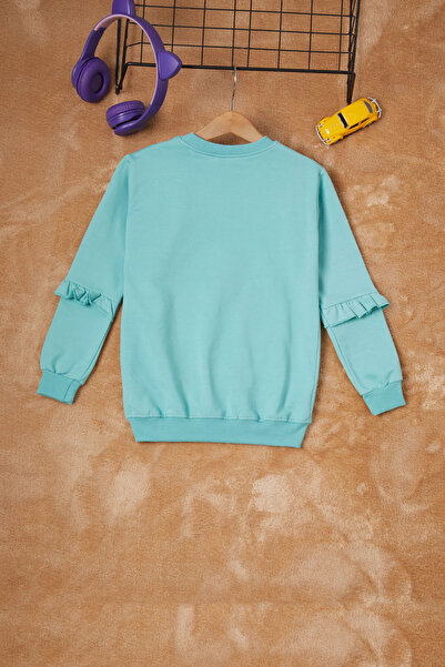Cansın Mini Yeşil Papatya Baskılı Kız Çocuk Sweatshirt 16610