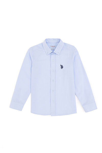 U.S. Polo Assn. Cămașă de bază cu mânecă lungă albastru deschis pentru băiat 50297377 -VR003