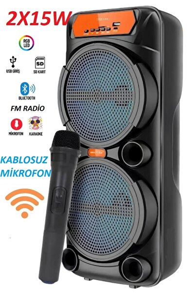 JUNGLEE KABLOSUZ MİKROFONLU BÜYÜK BOY ŞARJLI HOPARLÖR TAŞINABİLİR BLUETOOTH S...