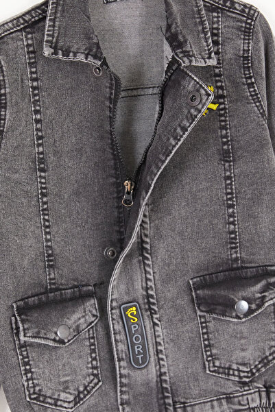 Cansın Mini Smoked Superior Written Boy Jean Jacket 16818