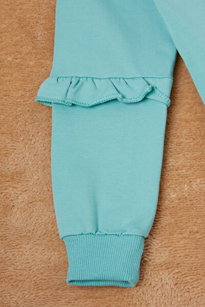 Cansın Mini Yeşil Papatya Baskılı Kız Çocuk Sweatshirt 16610