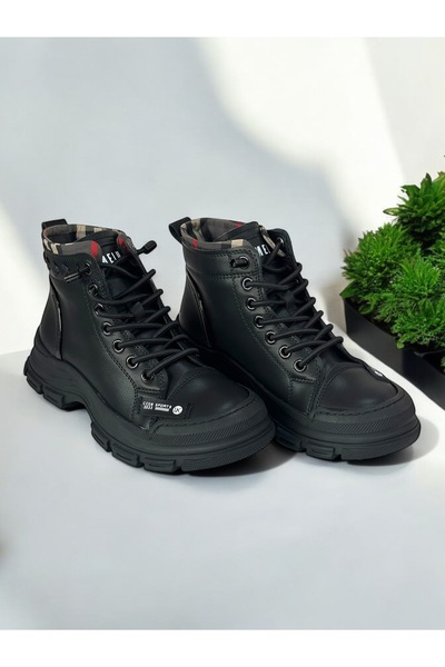 GAMELU Γυναικείες μπότες Microfiber Δερμάτινες Ορθοπεδικές Σόλα Κρεπ Ελαστικές Μπότες Μαύρο Χρώμα