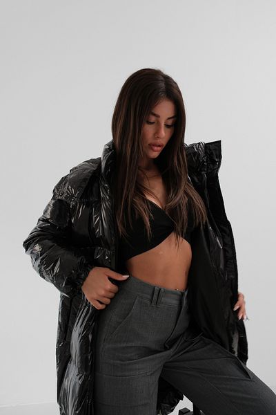 Black Fashion Hooded Black Maxi Puffer Jacket