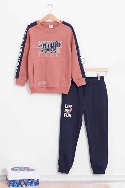 Cansın Mini Erkek Çocuk Kaplan Baskılı Polarlı Eşofman Takım 14621