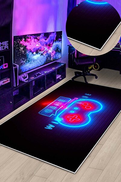 West Home Gamer Halısı Yıkanabilir Kaymaz Taban Led Işık Görselli Genç Odası ...