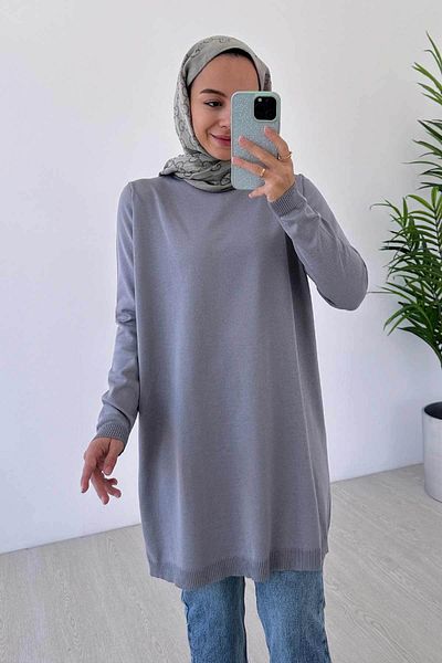 Ka Hijab Gray Basic Mercerized Tunic