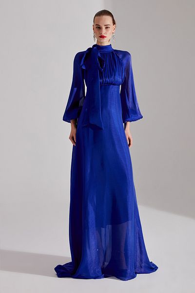 BETTY & SAM ELIZABETH Saks Flared Dress - Ribbon Collar