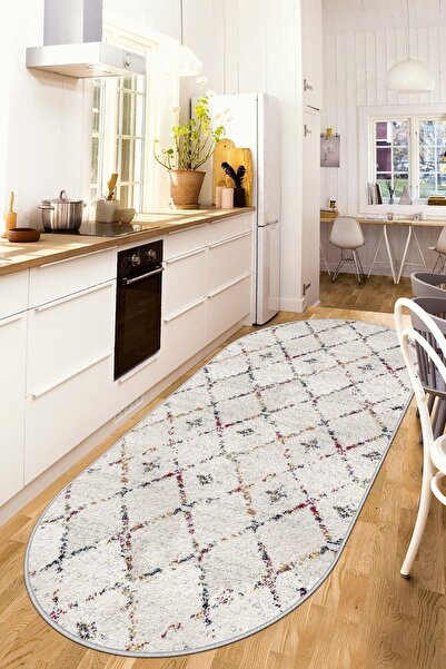 West Home Dijital Baskı Yıkanabilir Kaymaz Taban Leke Tutmaz Oval Mutfak Halı...