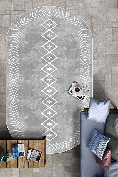 West Home Dijital Baskı Yıkanabilir Kaymaz Taban Oval Mutfak Halısı Salon Halısı Ve Yolluk
