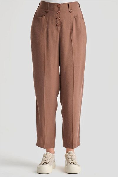 Armine Pantaloni modal cu nasturi maro amarui - 24k2621