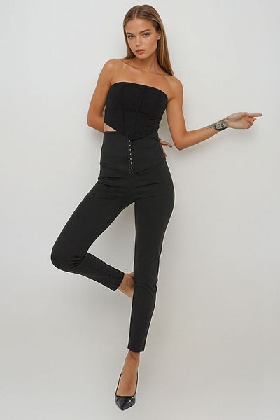 VAGGON Colanți Skuba Corset Negru cu Talie Înaltă - Prm0679