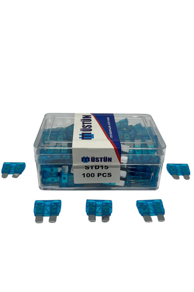 Üstün Standart Bıçak Sigorta 15 Amper 100 Adet Standart Boy Oto Sigorta 15A