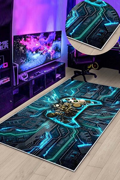 West Home Gamer Halısı Yıkanabilir Kaymaz Taban Led Işık Görselli Genç Odası ...