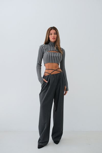 Black Fashion Γκρι πλεκτό ζιβάγκο