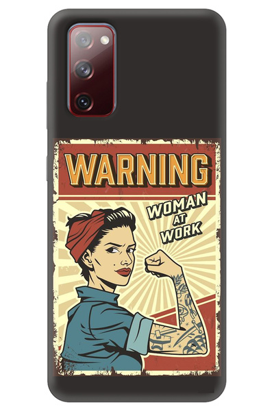 WANNA PROTECT Samsung A02S Black Inside Velvet Warnıng Girl Power Patterned S...