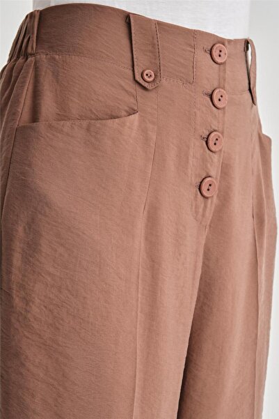 Armine Düğmeli Modal Pantolon 24k2621 Acı Kahve