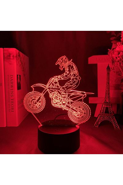 WLFYS 7 Colors 1pc Motorcycle 3d Night Light, 3d Optical Illusion Lamp With Touch, 7-color Changing Ambie