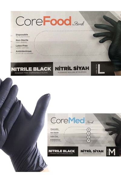 COREMED Nitrile Black Gloves - Size L