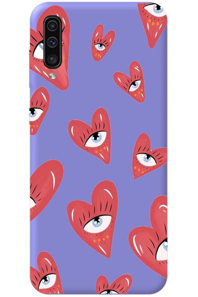 WANNA PROTECT Samsung A50 Lilac Velvet Heart-Eyed Girl Power Patterned Silico...