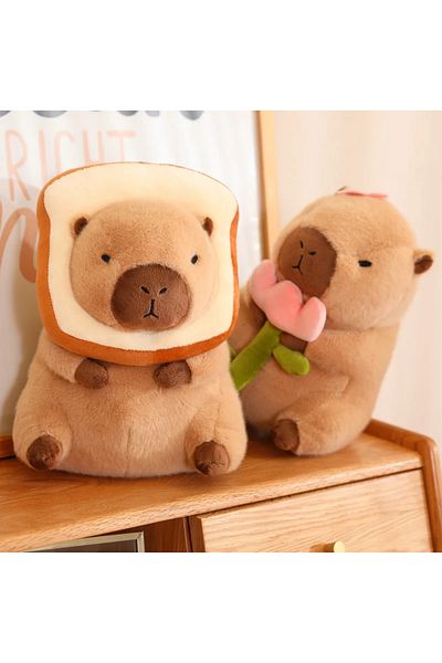 Choice 30cm Black Capybara Plush Toy Simulation Capibara Cosplay Unicorn Dinosaur Dress Boba Bread Fruit Fo