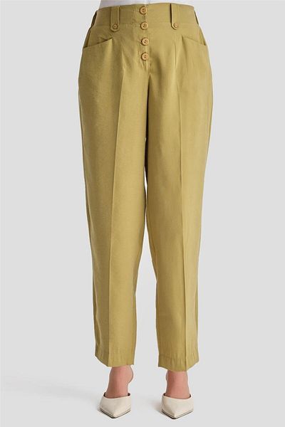 Armine Παντελόνι Modal με κουμπιά μοντέλο Olive - 24k2621
