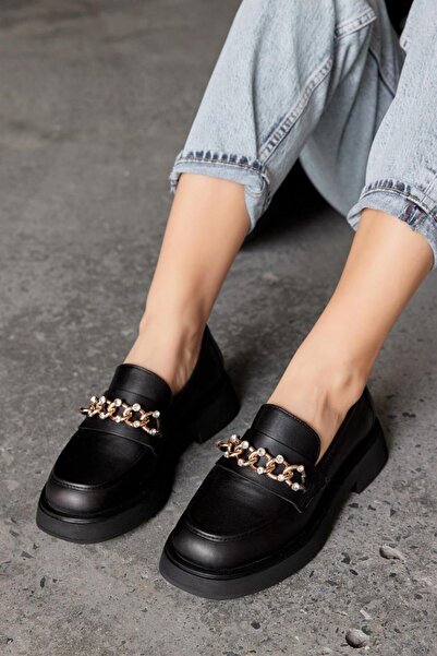 NILUFARR Lucca Чорні жіночі лофери з натуральної шкіри з камінням