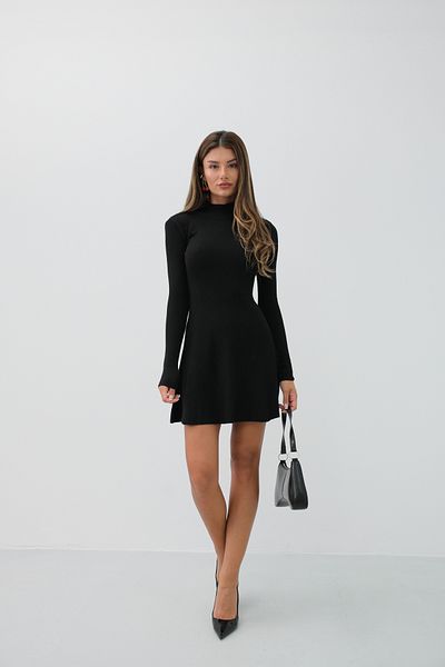 Black Fashion Rochie neagră cu mânecă lungă