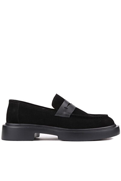 Shoetyle - Black Suede Leather Laceless Men's Classic Shoes 250-2375