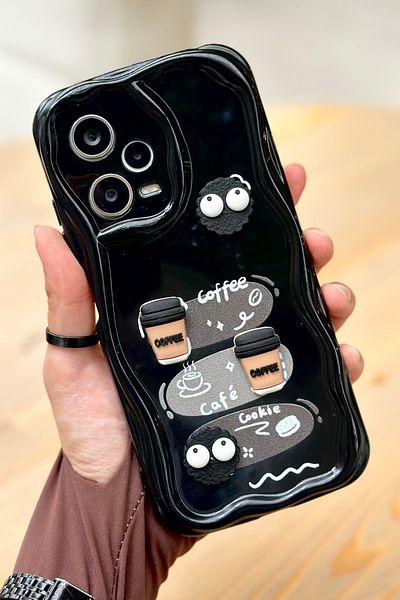 Vip Case Redmi Note 12 Pro 5g (في الخارج) بسكويت القهوة منقوش ثلاثي الأبعاد بتصميم لامع لطيف